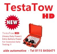 aide automotive now have 3 options within the TestaTow range: 1. Caravan & 12 Volt Trailer Standard - TestaTow 2. Agri TestaTow for Agricultural Trailers - Includes ABS Brake Check 3. NEW TestaTow HD for Heavy Duty Caravan / Trailer Testing !